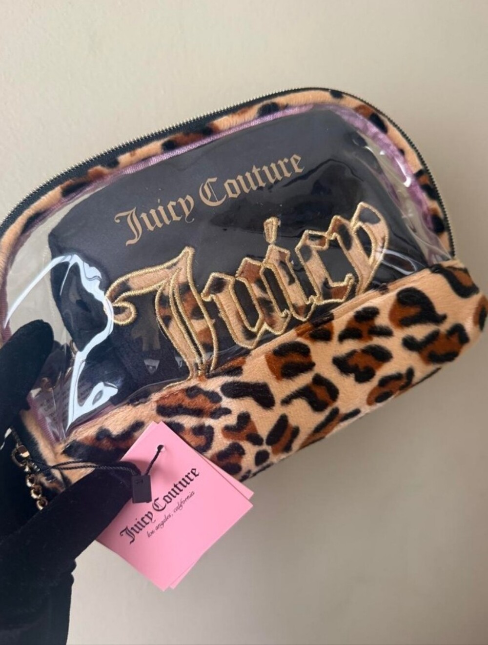 Juicy Couture- Clear Logo Leopard 🐅 Print Cosmetics Bag Set 🤎🖤